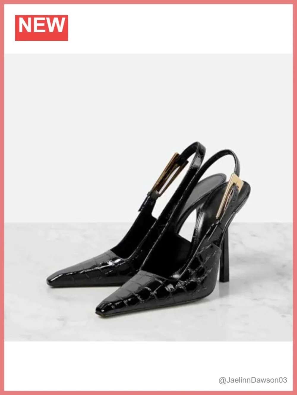 Women's Slingback Stiletto Heels Square Toe Patent Leather Buckle Pumps